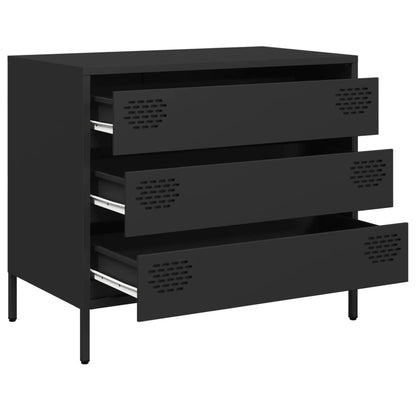 Credenza Nera 68x39x58,5 cm in Acciaio Laminato a Freddo