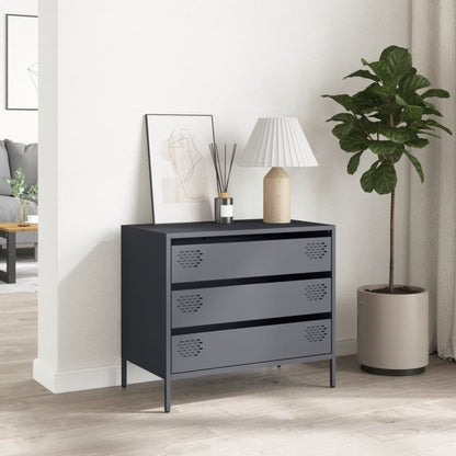 Credenza Antracite 68x39x58,5 cm in Acciaio Laminato a Freddo