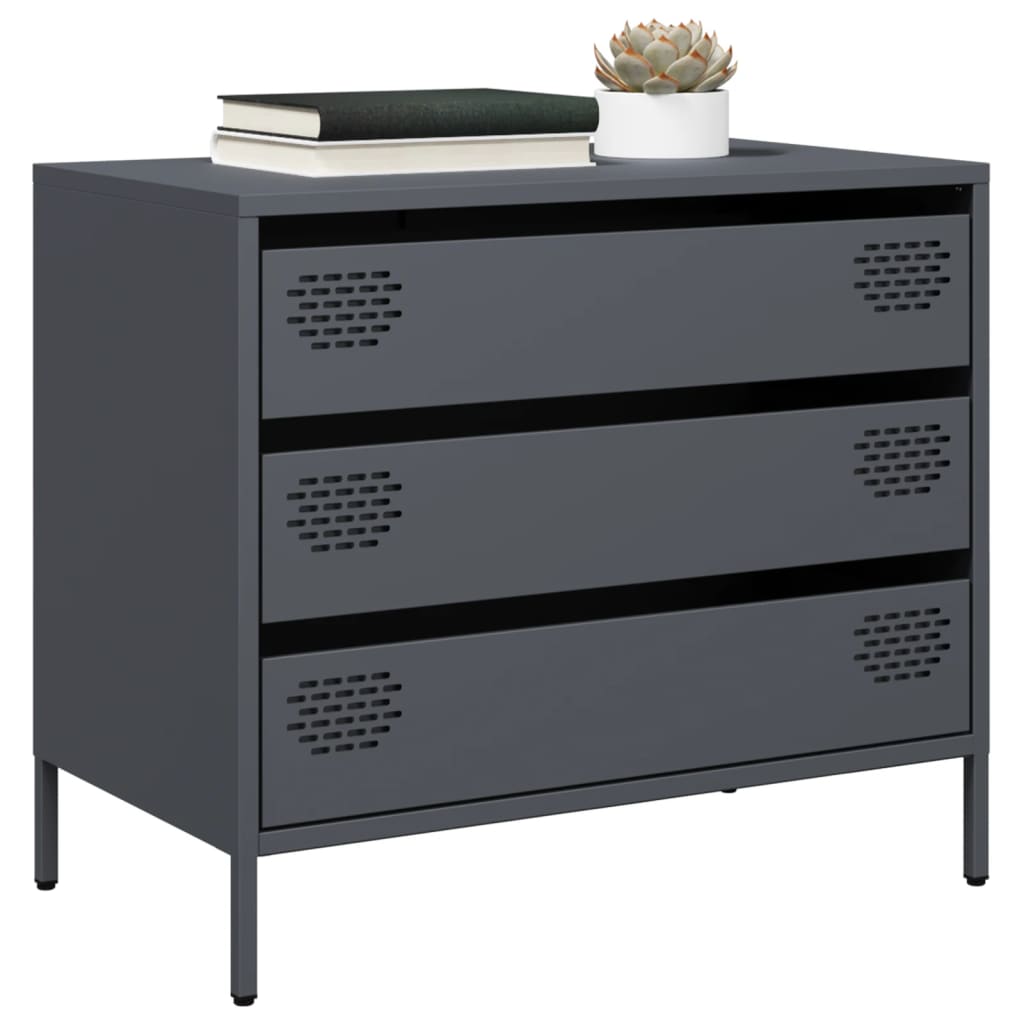 Credenza Antracite 68x39x58,5 cm in Acciaio Laminato a Freddo