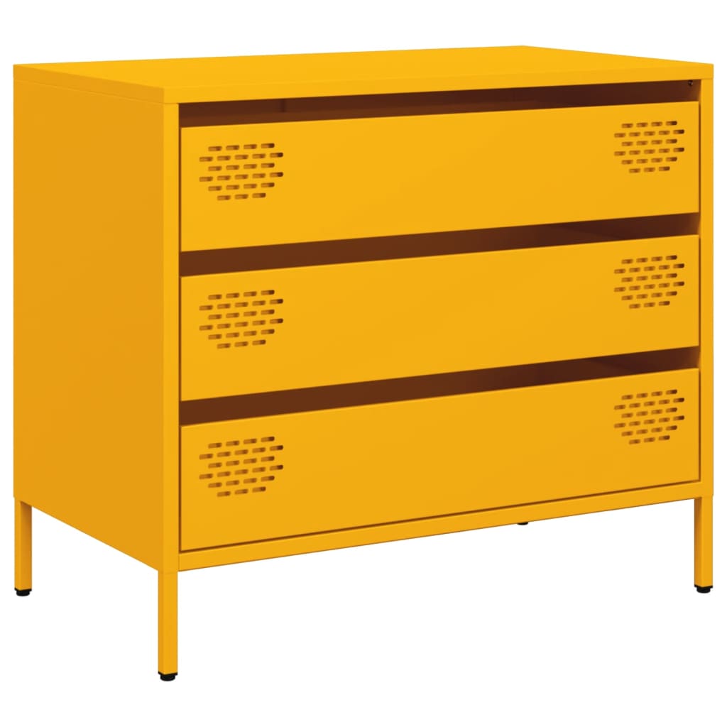 Credenza Giallo Senape 68x39x58,5 cm Acciaio Laminato a Freddo