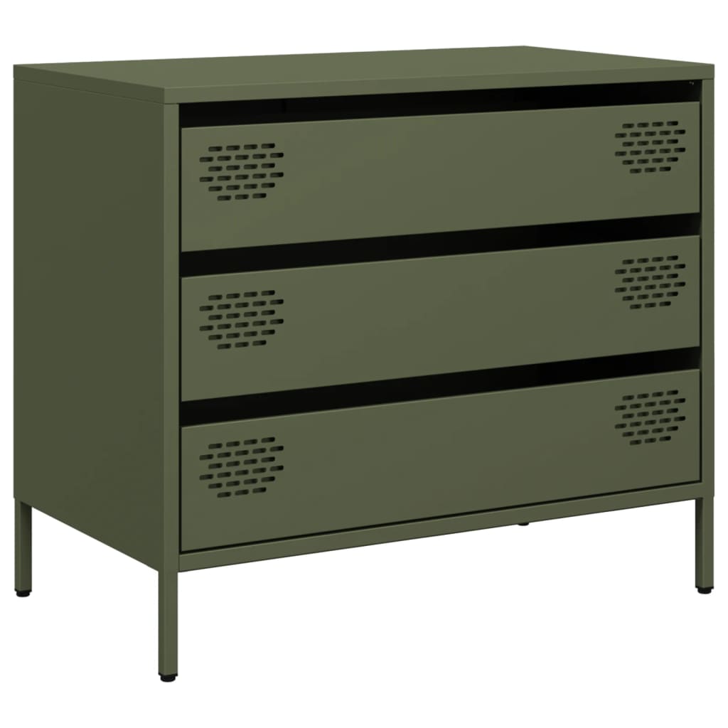 Credenza Verde Oliva 68x39x58,5 cm in Acciaio Laminato a Freddo