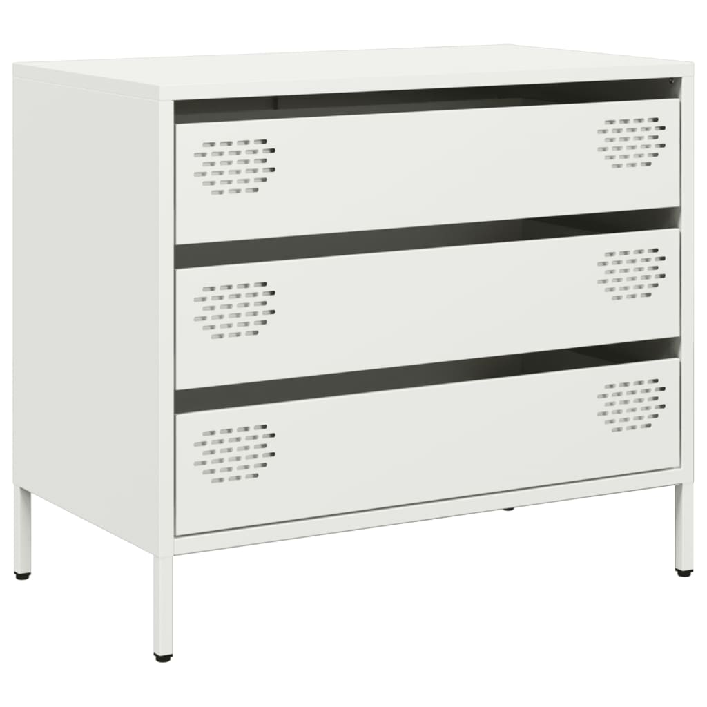 Credenza Bianca 68x39x58,5 cm in Acciaio Laminato a Freddo