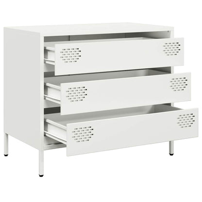 Credenza Bianca 68x39x58,5 cm in Acciaio Laminato a Freddo