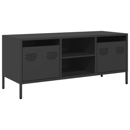 Mobile TV Nero 101,5x39x43,5 cm in Acciaio Laminato a Freddo