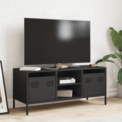 Mobile TV Nero 101,5x39x43,5 cm in Acciaio Laminato a Freddo