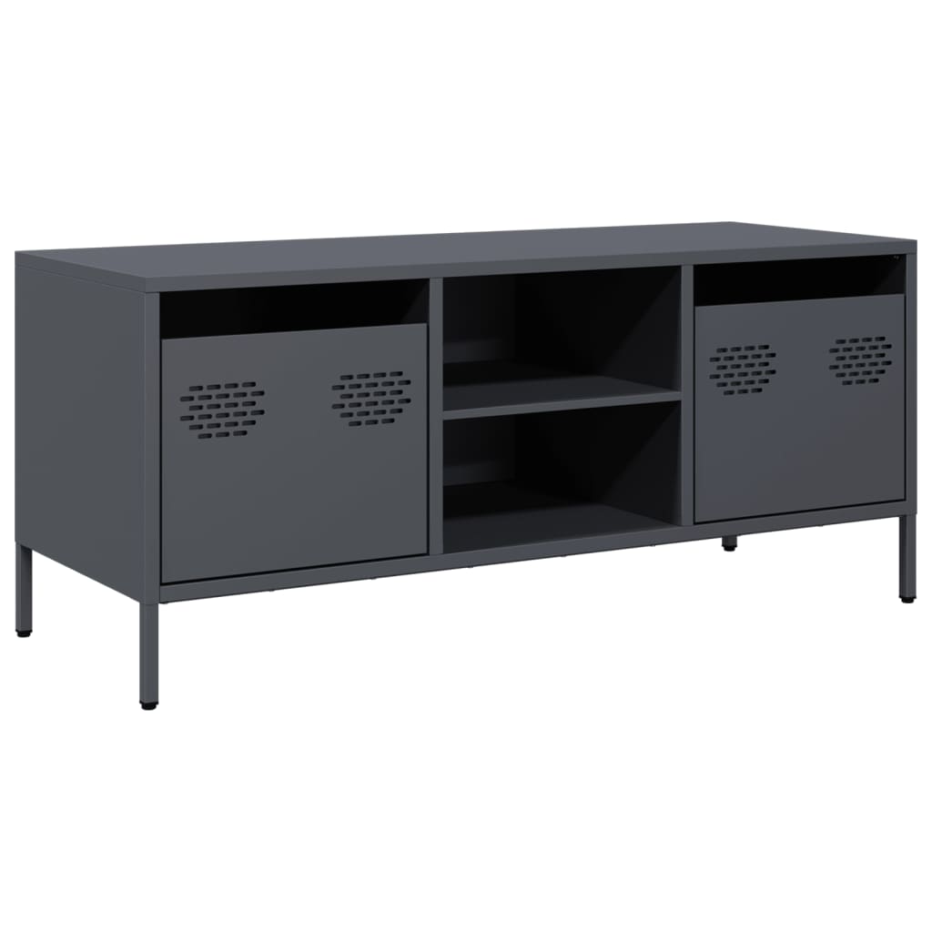 Mobile TV Antracite 101,5x39x43,5 cm Acciaio Laminato a Freddo