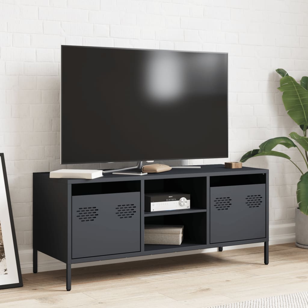 Mobile TV Antracite 101,5x39x43,5 cm Acciaio Laminato a Freddo