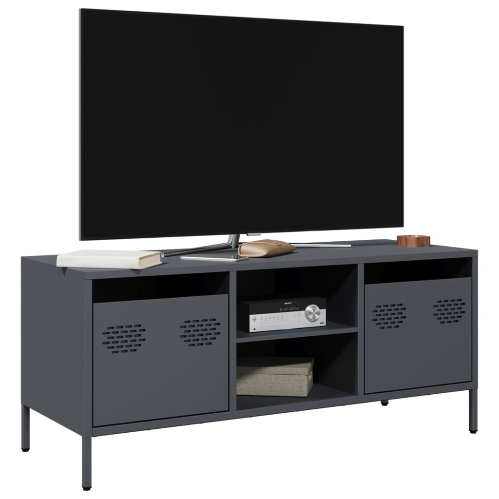 Mobile TV Antracite 101,5x39x43,5 cm Acciaio Laminato a Freddo