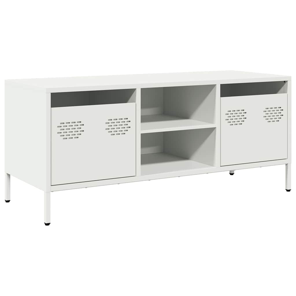 Mobile TV Bianco 101,5x39x43,5 cm in Acciaio Laminato a Freddo
