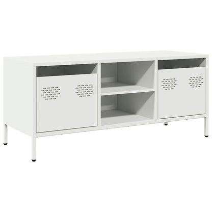 Mobile TV Bianco 101,5x39x43,5 cm in Acciaio Laminato a Freddo