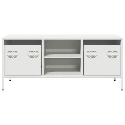 Mobile TV Bianco 101,5x39x43,5 cm in Acciaio Laminato a Freddo