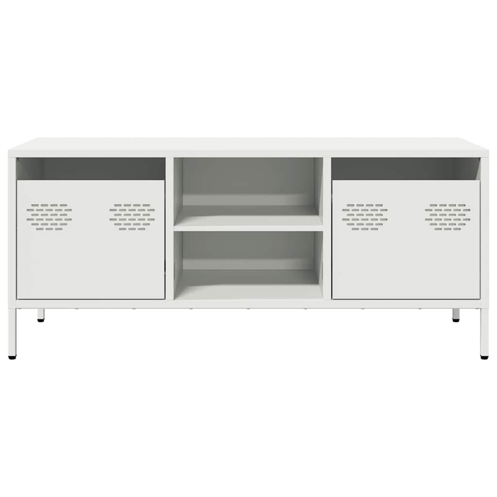 Mobile TV Bianco 101,5x39x43,5 cm in Acciaio Laminato a Freddo