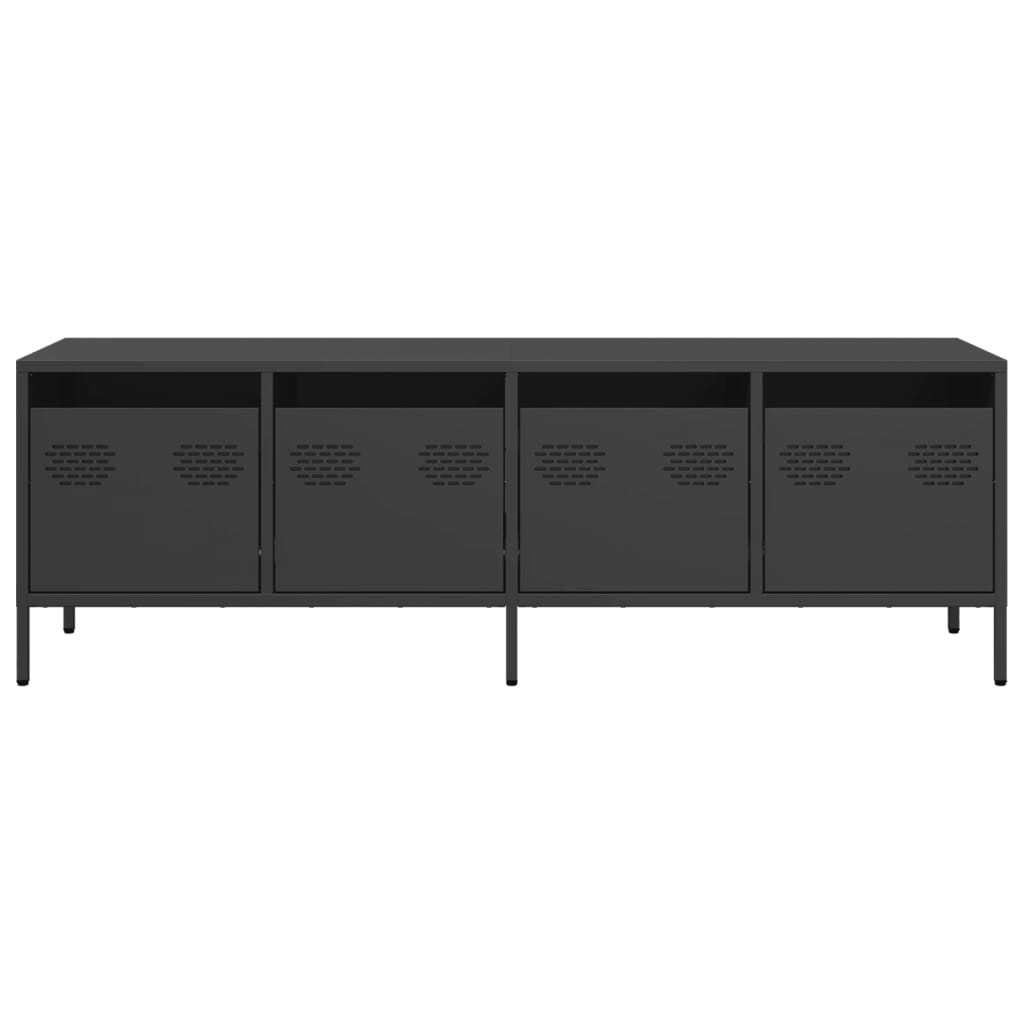 Mobile TV Nero 135x39x43,5 cm in Acciaio Laminato a Freddo