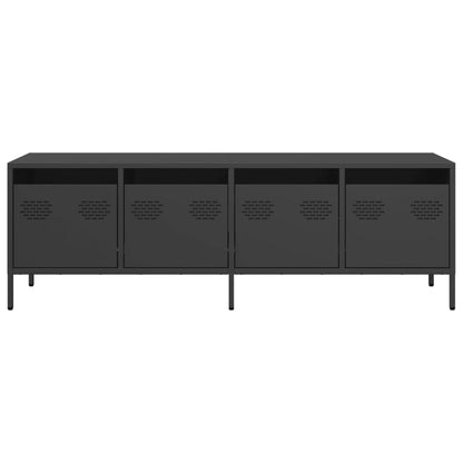 Mobile TV Nero 135x39x43,5 cm in Acciaio Laminato a Freddo