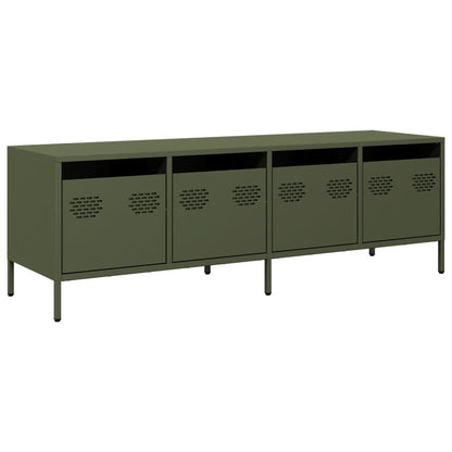 Mobile TV Verde Oliva 135x39x43,5cm Acciaio Laminato a Freddo