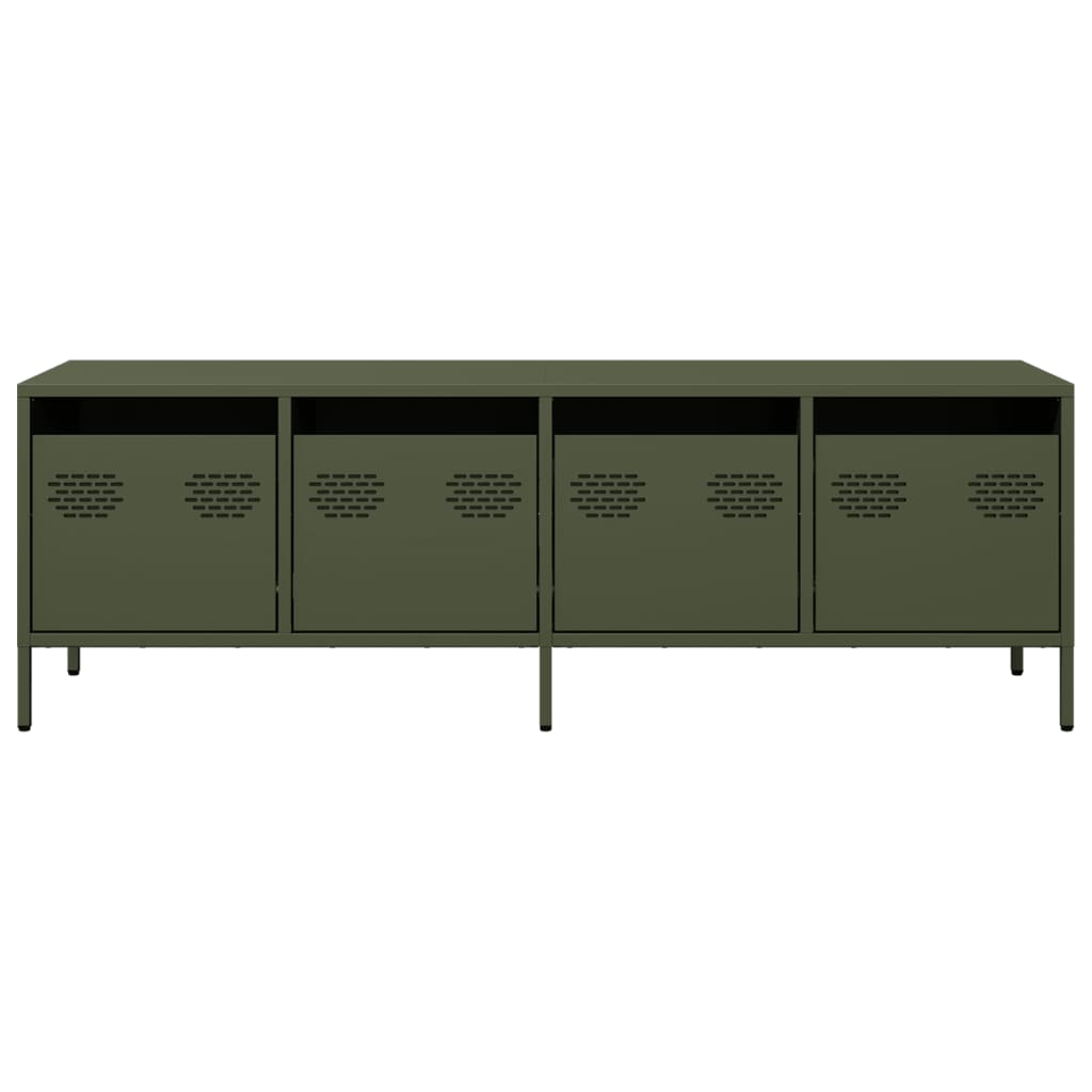 Mobile TV Verde Oliva 135x39x43,5cm Acciaio Laminato a Freddo
