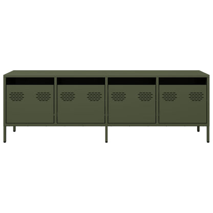 Mobile TV Verde Oliva 135x39x43,5cm Acciaio Laminato a Freddo