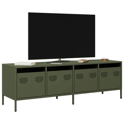 Mobile TV Verde Oliva 135x39x43,5cm Acciaio Laminato a Freddo