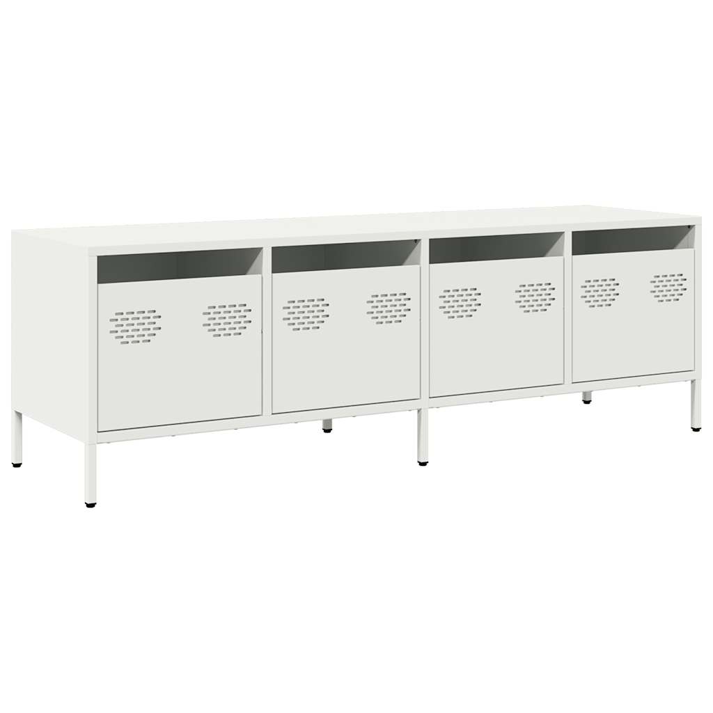 Mobile TV Bianco 135x39x43,5 cm in Acciaio Laminato a Freddo