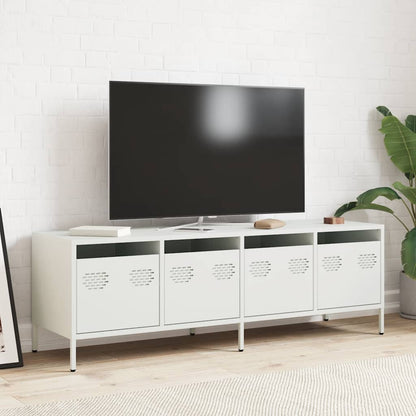 Mobile TV Bianco 135x39x43,5 cm in Acciaio Laminato a Freddo