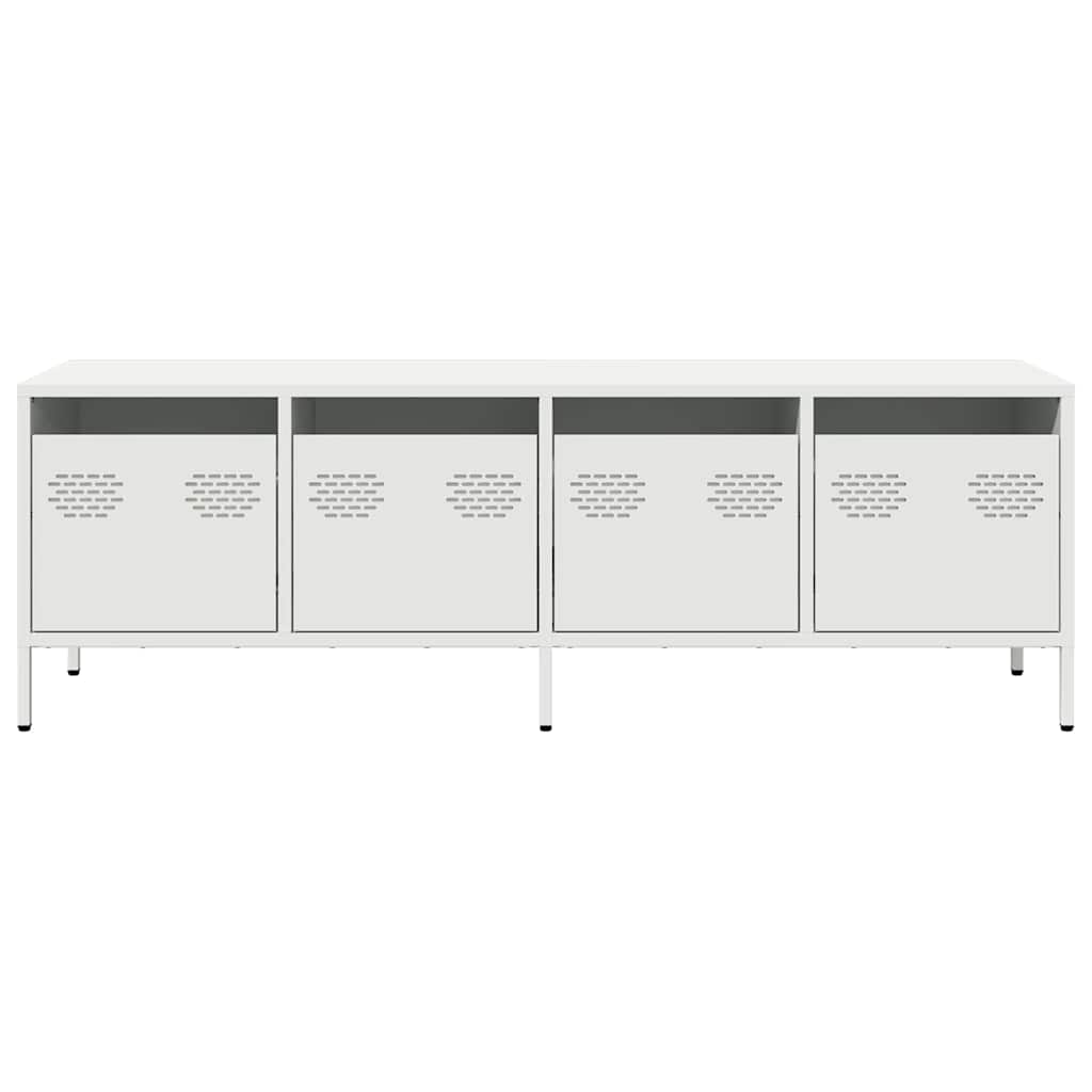 Mobile TV Bianco 135x39x43,5 cm in Acciaio Laminato a Freddo