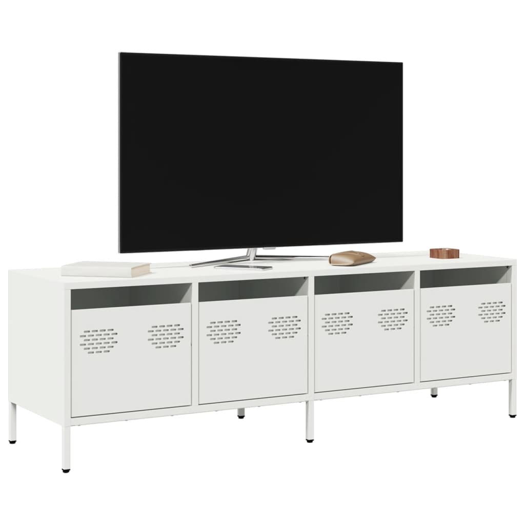 Mobile TV Bianco 135x39x43,5 cm in Acciaio Laminato a Freddo