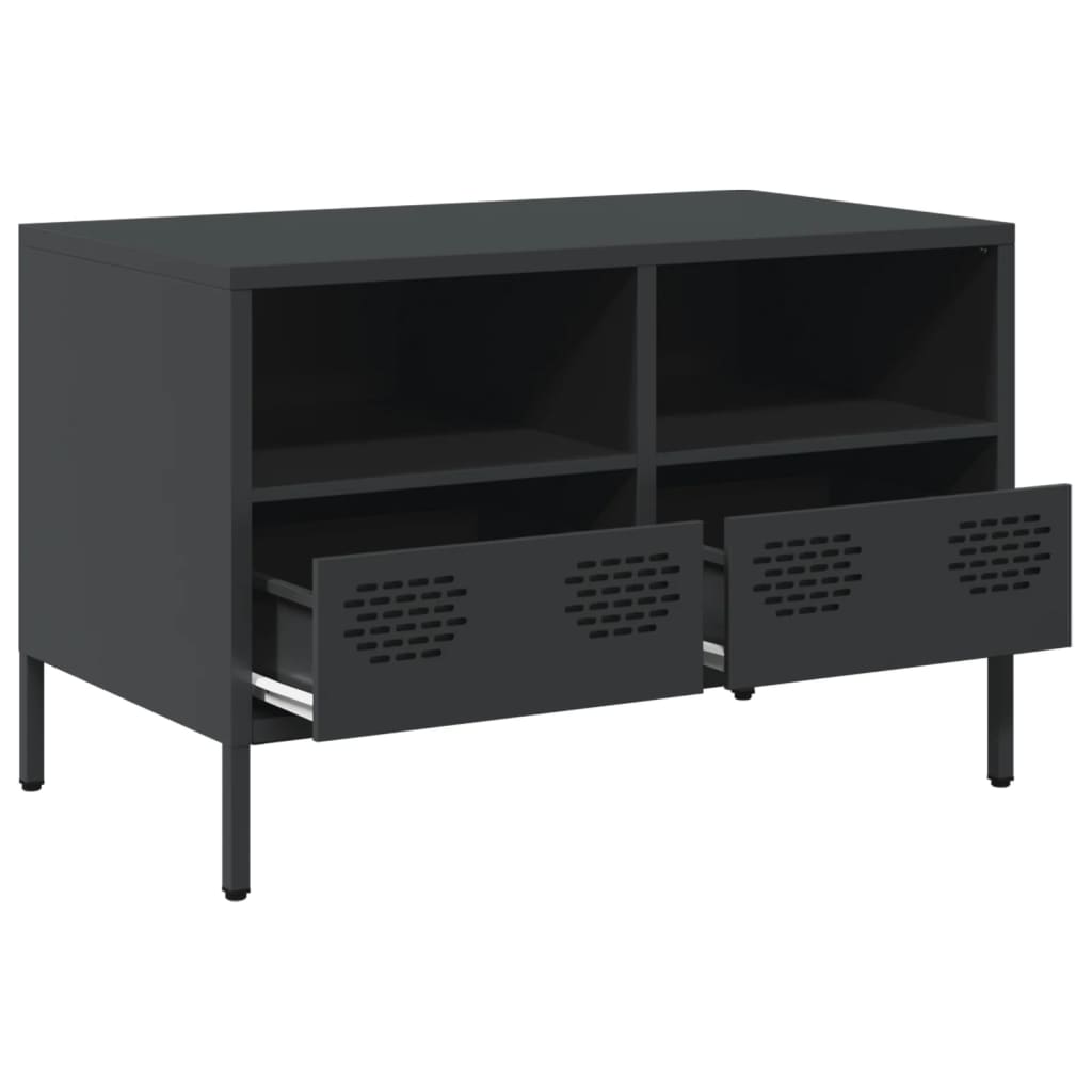 Mobile TV Nero 68x39x43,5cm in Acciaio Laminato a Freddo