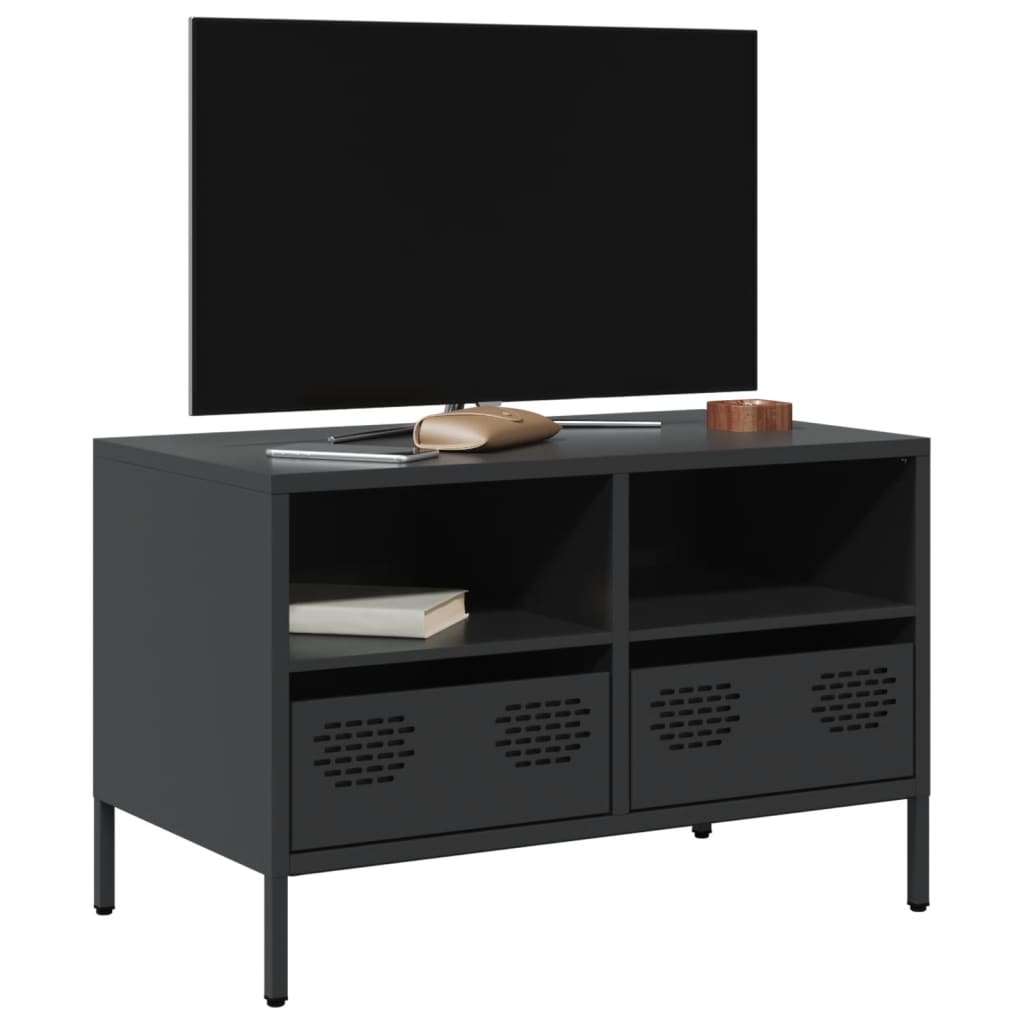 Mobile TV Nero 68x39x43,5cm in Acciaio Laminato a Freddo