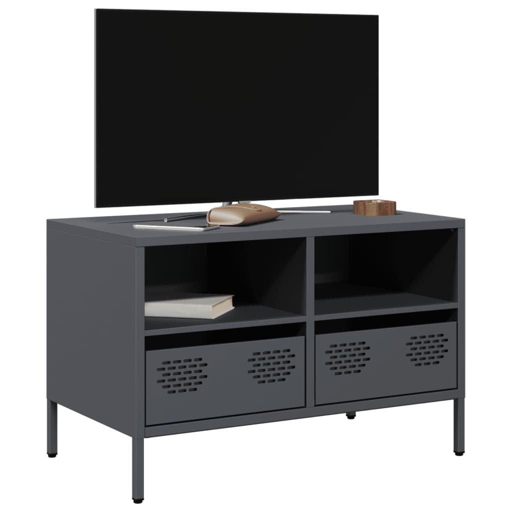 Mobile TV Antracite 68x39x43,5 cm in Acciaio Laminato a Freddo