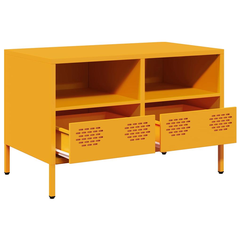 Mobile TV Giallo Senape 68x39x43,5cm Acciaio Laminato a Freddo