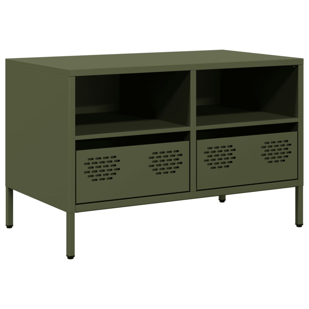 Mobile TV Verde Oliva 68x39x43,5cm in Acciaio Laminato a Freddo