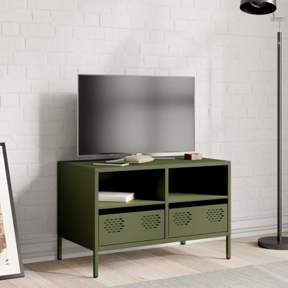 Mobile TV Verde Oliva 68x39x43,5cm in Acciaio Laminato a Freddo