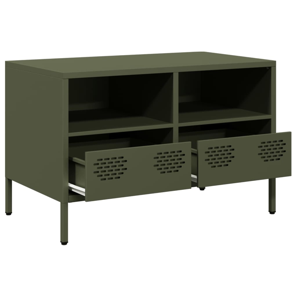 Mobile TV Verde Oliva 68x39x43,5cm in Acciaio Laminato a Freddo