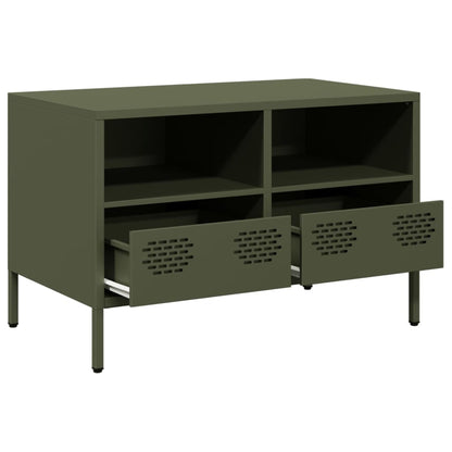 Mobile TV Verde Oliva 68x39x43,5cm in Acciaio Laminato a Freddo