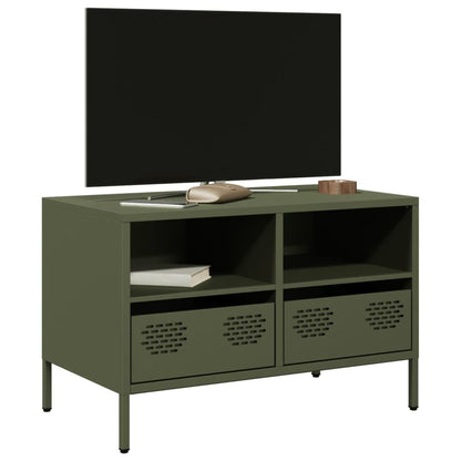 Mobile TV Verde Oliva 68x39x43,5cm in Acciaio Laminato a Freddo