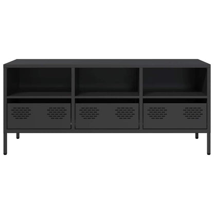 Mobile TV Nero 101,5x39x43,5 cm in Acciaio Laminato a Freddo