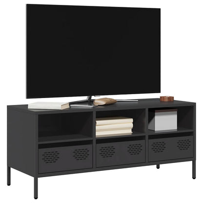 Mobile TV Nero 101,5x39x43,5 cm in Acciaio Laminato a Freddo