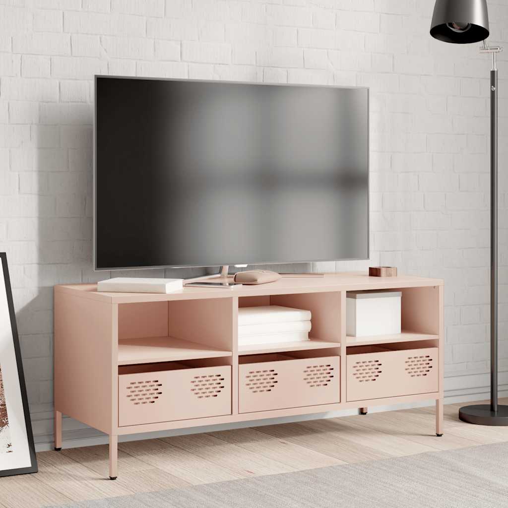 Mobile TV Rosa 101,5x39x43,5 cm in Acciaio Laminato a Freddo
