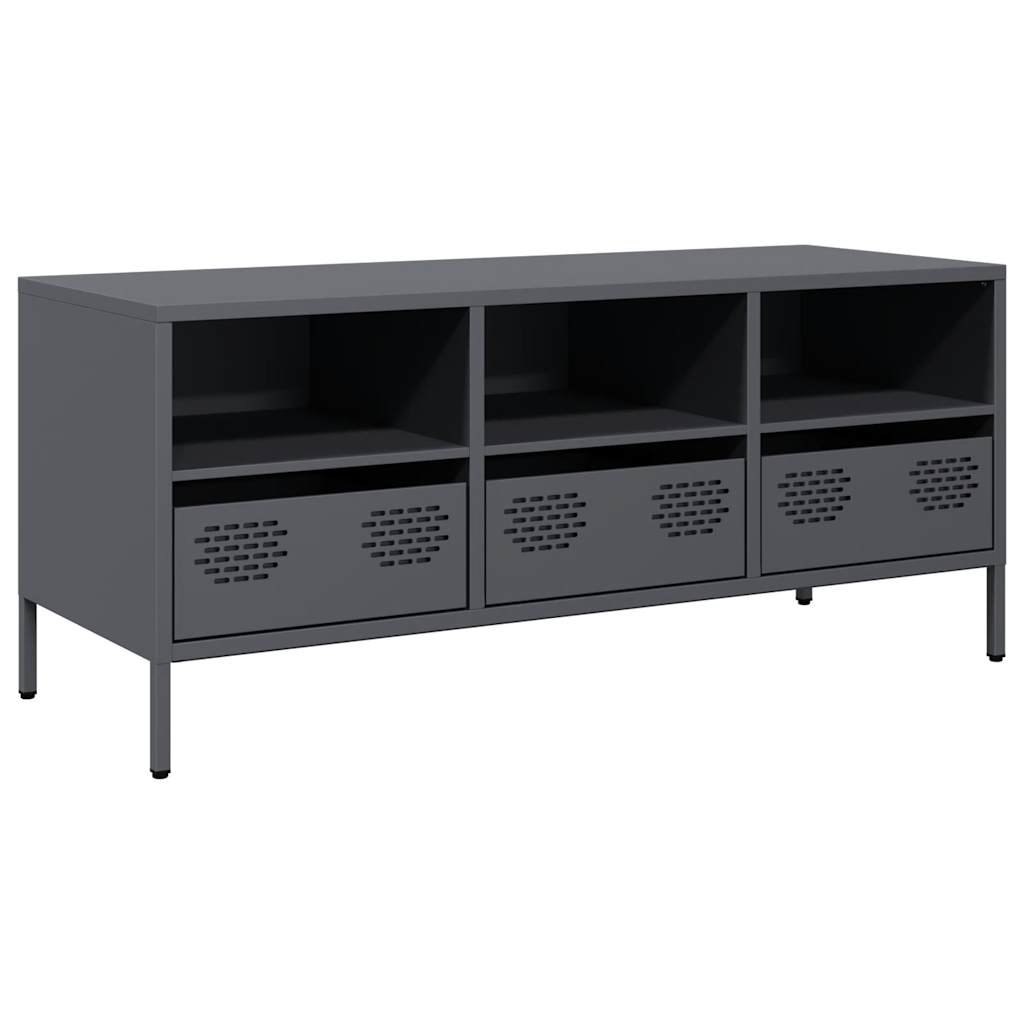 Mobile TV Antracite 101,5x39x43,5 cm Acciaio Laminato a Freddo