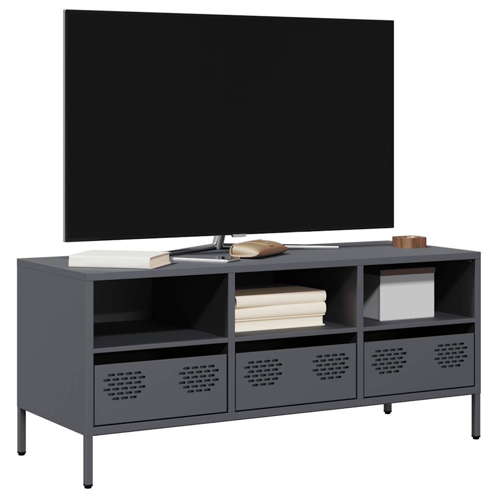 Mobile TV Antracite 101,5x39x43,5 cm Acciaio Laminato a Freddo