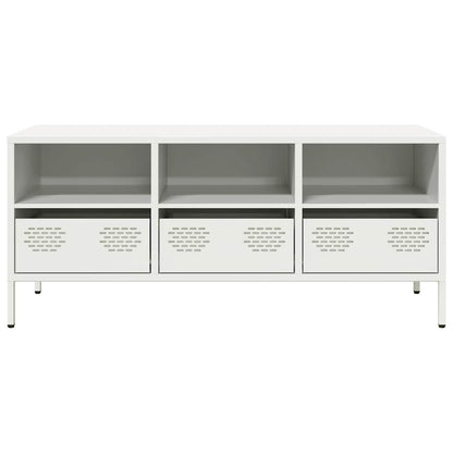 Mobile TV Bianco 101,5x39x43,5 cm in Acciaio Laminato a Freddo