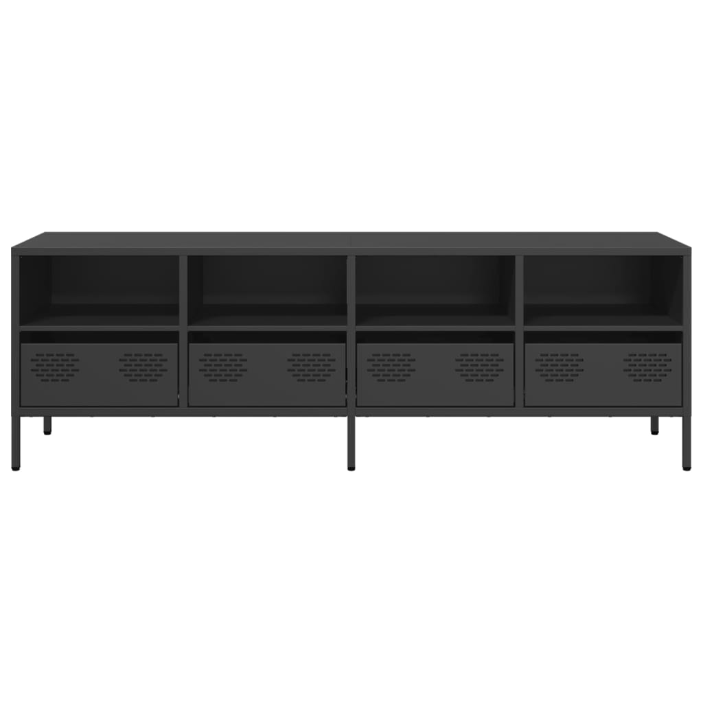 Mobile TV Nero 135x39x43,5 cm in Acciaio Laminato a Freddo