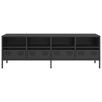 Mobile TV Nero 135x39x43,5 cm in Acciaio Laminato a Freddo