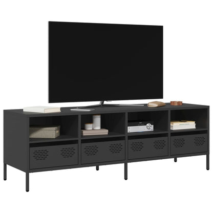 Mobile TV Nero 135x39x43,5 cm in Acciaio Laminato a Freddo