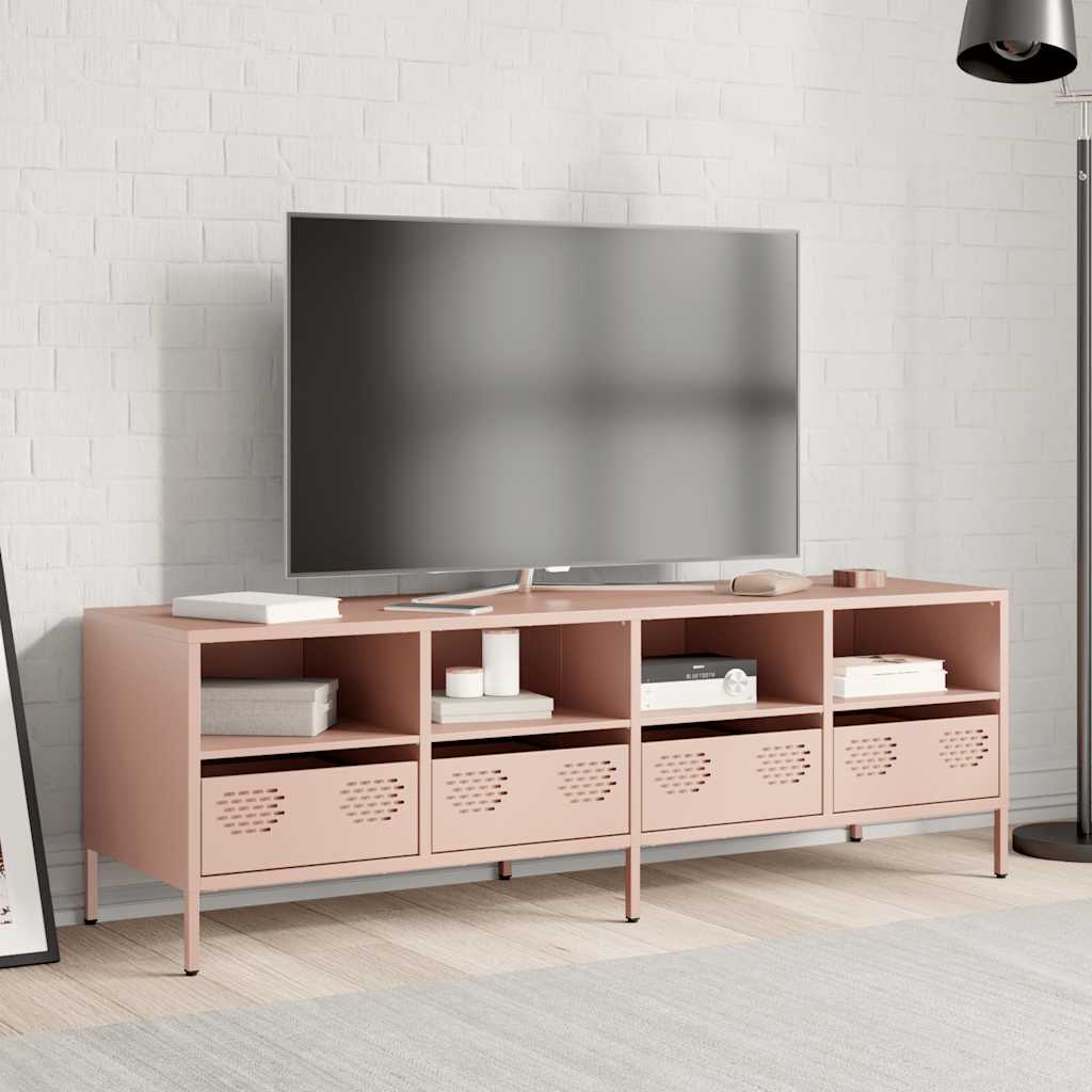 Mobile TV Rosa 135x39x43,5 cm in Acciaio Laminato a Freddo