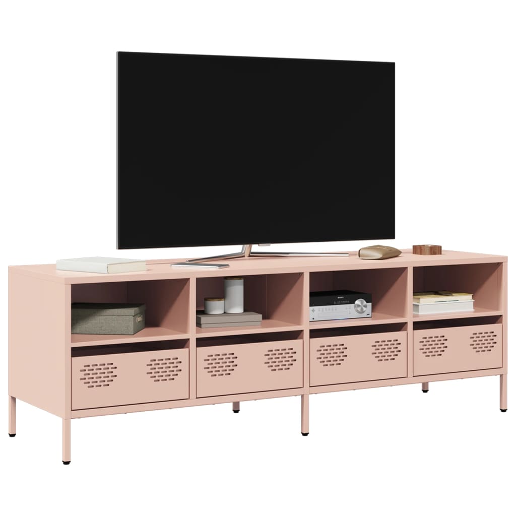 Mobile TV Rosa 135x39x43,5 cm in Acciaio Laminato a Freddo