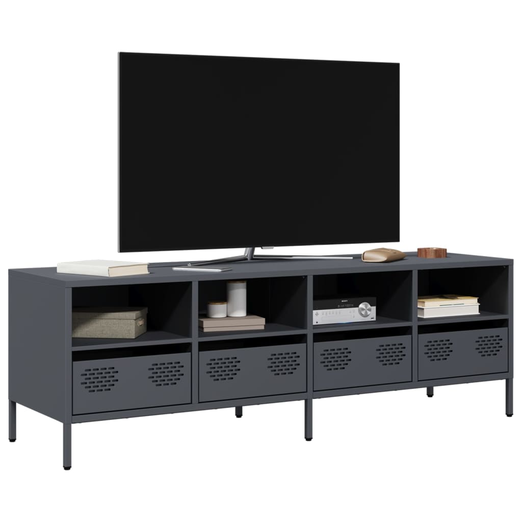 Mobile TV Antracite 135x39x43,5 cm Acciaio Laminato a Freddo