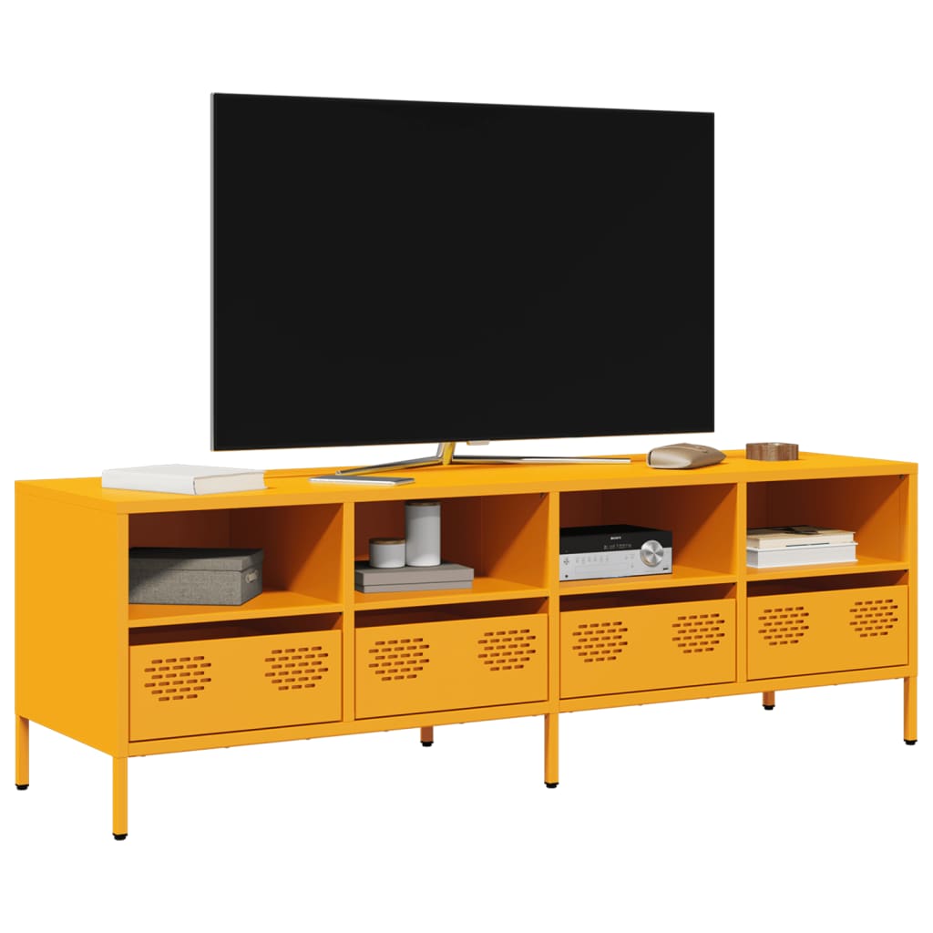 Mobile TV Giallo Senape 135x39x43,5 cm in Acciaio