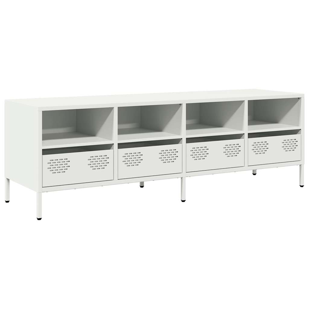 Mobile TV Bianco 135x39x43,5 cm in Acciaio Laminato a Freddo