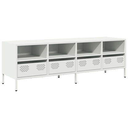 Mobile TV Bianco 135x39x43,5 cm in Acciaio Laminato a Freddo